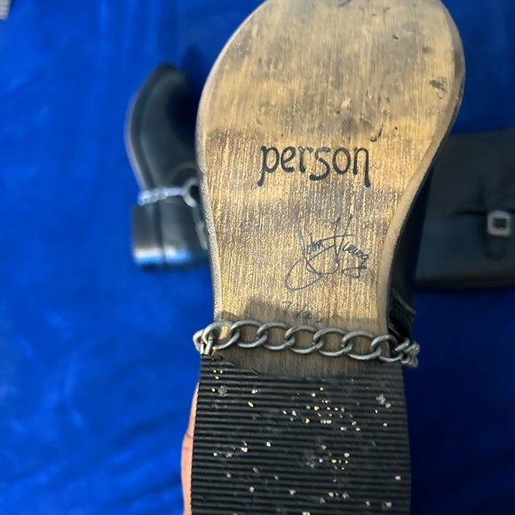 Black John Fluevog boots with chain detail. - Picture 6 of 6